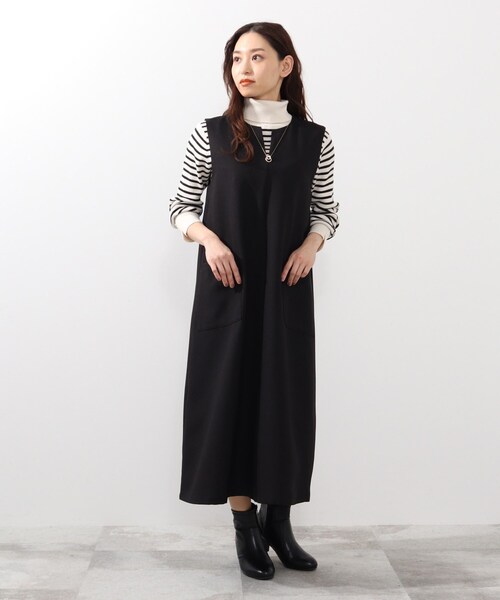 DRESKIP（ドレスキップ）の「◆キーネックジャンパースカート（ワンピース・レディース・ブラック/オリーブ/ナチュラル・02/03）」の11枚目の写真