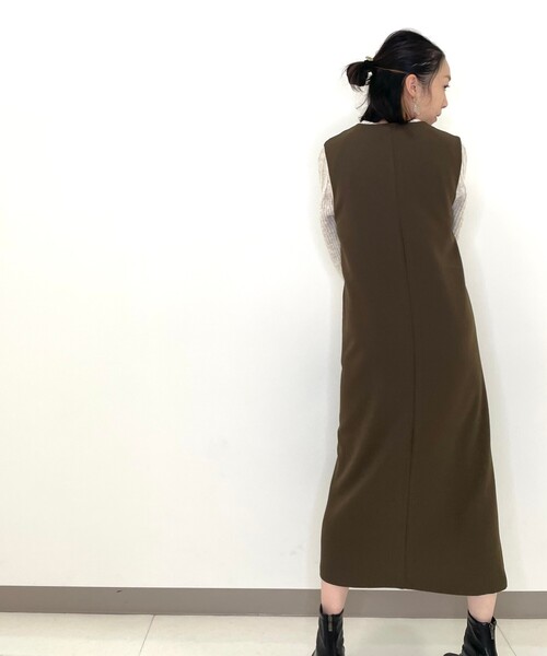 DRESKIP（ドレスキップ）の「◆キーネックジャンパースカート（ワンピース・レディース・ブラック/オリーブ/ナチュラル・02/03）」の15枚目の写真