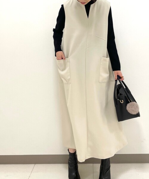 DRESKIP（ドレスキップ）の「◆キーネックジャンパースカート（ワンピース・レディース・ブラック/オリーブ/ナチュラル・02/03）」の22枚目の写真