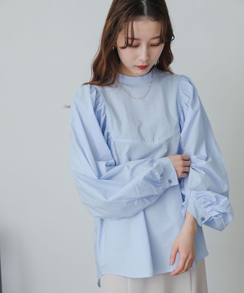 SENSE OF PLACE by URBAN RESEARCH（センスオブプレイスバイアーバンリサーチ）の「ボリュームスリーブブラウス（シャツ/ブラウス・レディース・ライトブルー/オフホワイト/オレンジ・ONE）」の8枚目の写真