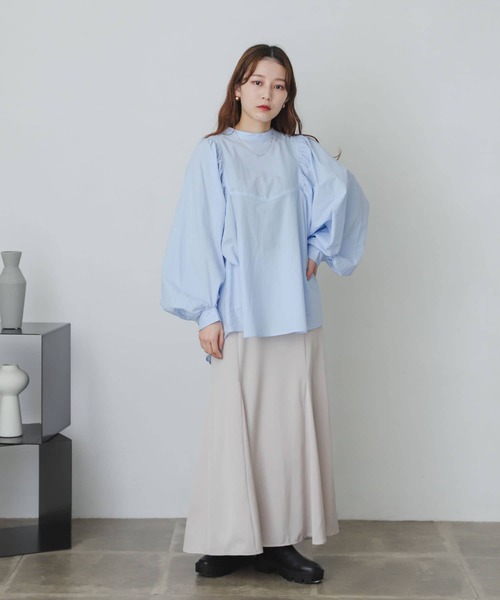 SENSE OF PLACE by URBAN RESEARCH（センスオブプレイスバイアーバンリサーチ）の「ボリュームスリーブブラウス（シャツ/ブラウス・レディース・ライトブルー/オフホワイト/オレンジ・ONE）」の11枚目の写真