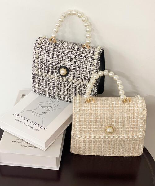 INGNI(イング)の「パールハンドルショルダーBAG(トートバッグ・レディース・ブラック/アイボリー・ONE SIZE)」の2枚目の写真
