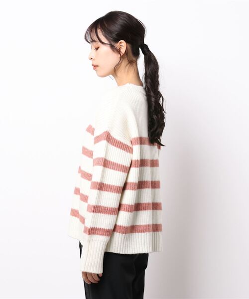 KOBE LETTUCE（コウベレタス）の「カラーボーダーニットトップス（ニット/セーター・レディース・ピンク/グリーン/モカ・FREE）」の8枚目の写真