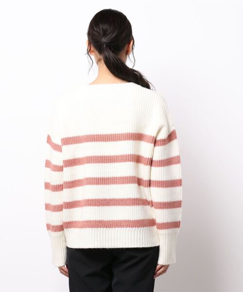 KOBE LETTUCE（コウベレタス）の「カラーボーダーニットトップス（ニット/セーター・レディース・ピンク/グリーン/モカ・FREE）」の9枚目の写真