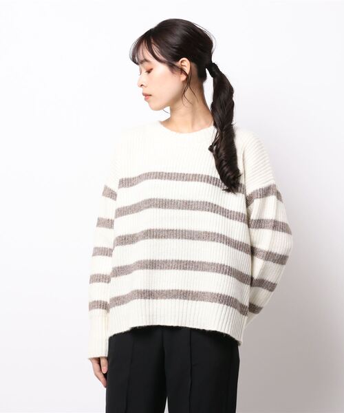 KOBE LETTUCE（コウベレタス）の「カラーボーダーニットトップス（ニット/セーター・レディース・ピンク/グリーン/モカ・FREE）」の11枚目の写真