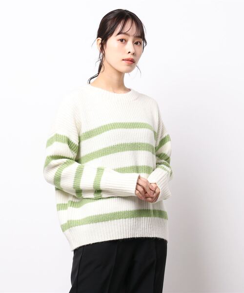 KOBE LETTUCE（コウベレタス）の「カラーボーダーニットトップス（ニット/セーター・レディース・ピンク/グリーン/モカ・FREE）」の12枚目の写真