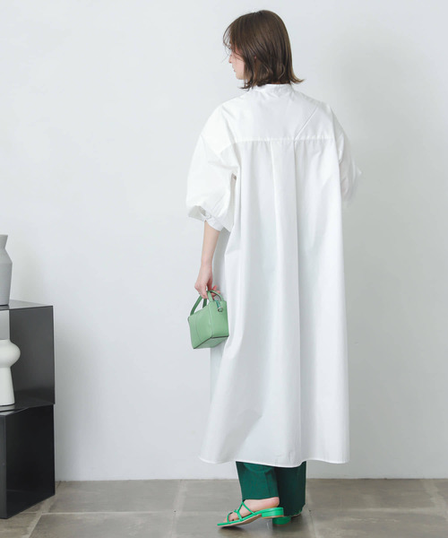 『One-C/低身長向けサイズ展開あり』コクーンスリーブシャツワンピース