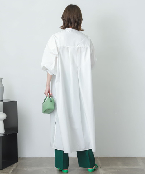 『One-C/低身長向けサイズ展開あり』コクーンスリーブシャツワンピース