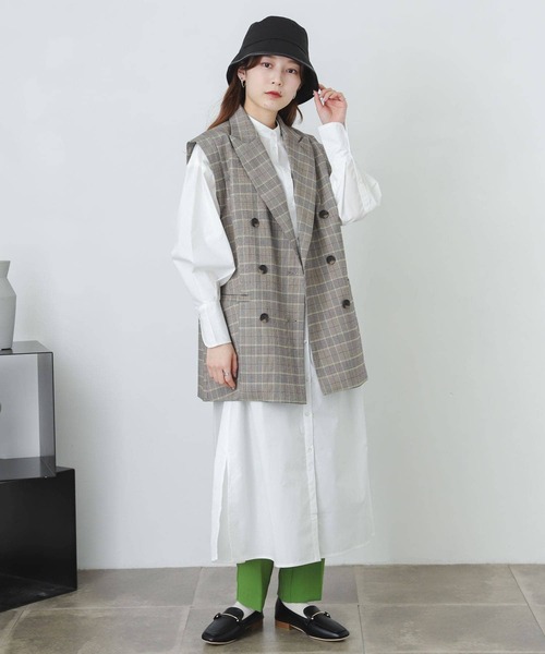 『One-C/低身長向けサイズ展開あり』コクーンスリーブシャツワンピース