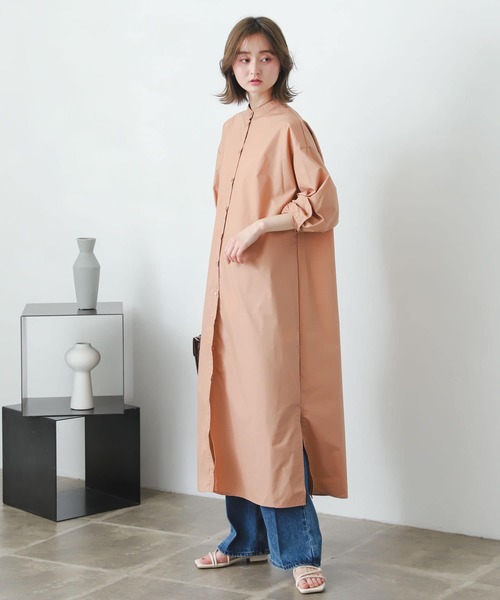 『One-C/低身長向けサイズ展開あり』コクーンスリーブシャツワンピース