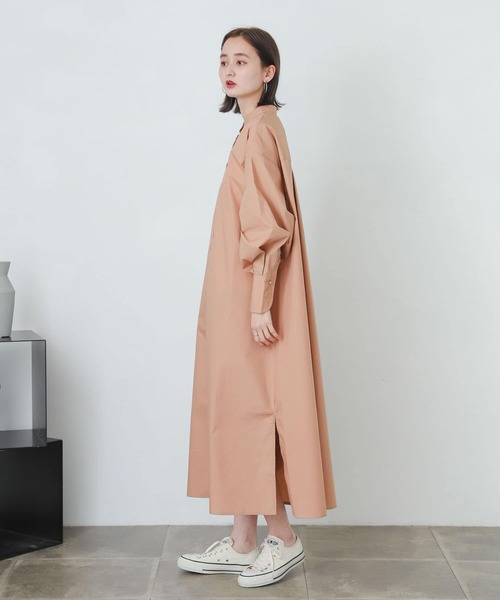 『One-C/低身長向けサイズ展開あり』コクーンスリーブシャツワンピース