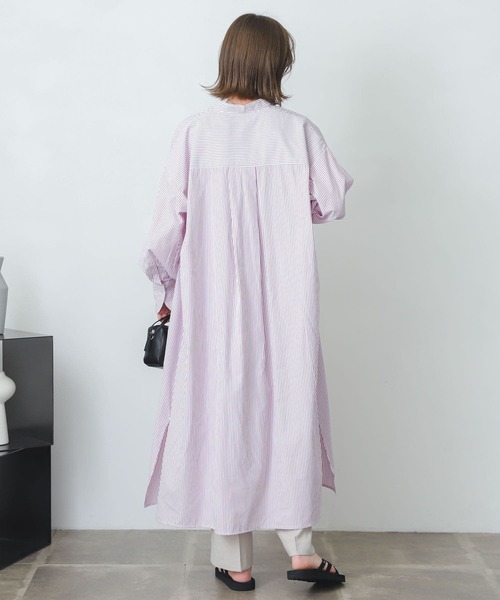 『One-C/低身長向けサイズ展開あり』コクーンスリーブシャツワンピース