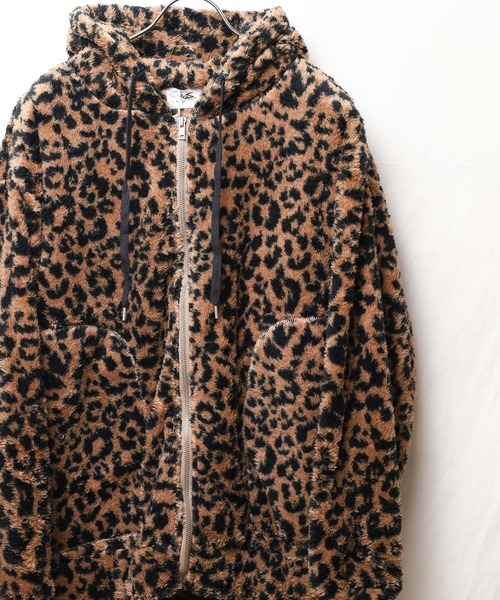 セール】【Bl】【RDS】レオパードBIGシルエットジップパーカー