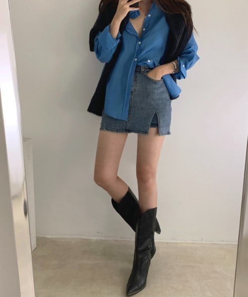 Mayree（メイリー）の「【Mayree】スリットデニムミニスカート 2022SS（デニムスカート・レディース・ブルー・SMALL/MEDIUM）」の15枚目の写真