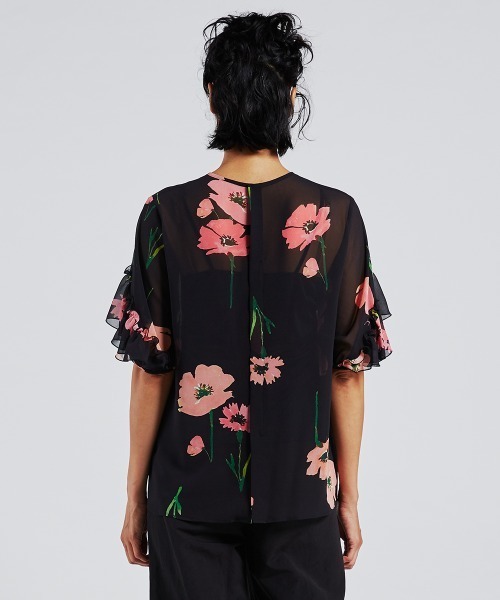 美品 ダブルスタンダードクロージング パウダーシフォンハーフスリーブ 38 DOUBLE STANDARD CLOTHING（ダブルスタンダードクロージング）の