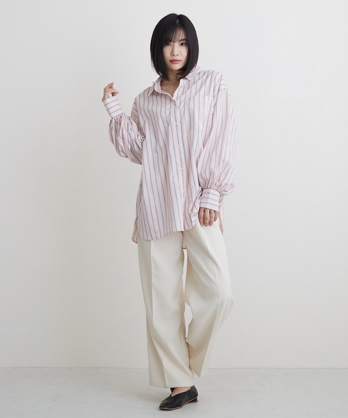 PAPAVER(パパヴェル)の「【PAPAVER】ストライプA柄ワンポケ付きシャツ(シャツ/ブラウス・レディース・サックスブルー/ピンク/イエロー・MEDIUM)」の12枚目の写真
