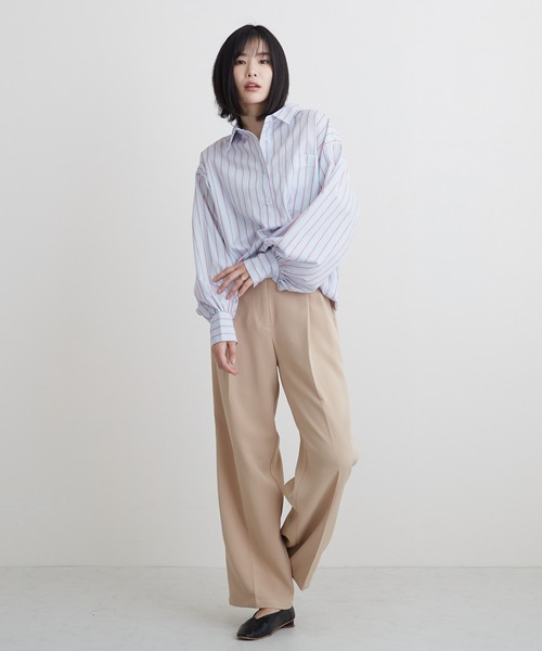 PAPAVER(パパヴェル)の「【PAPAVER】ストライプA柄ワンポケ付きシャツ(シャツ/ブラウス・レディース・サックスブルー/ピンク/イエロー・MEDIUM)」の6枚目の写真