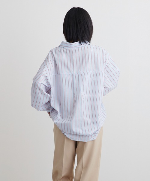 PAPAVER(パパヴェル)の「【PAPAVER】ストライプA柄ワンポケ付きシャツ(シャツ/ブラウス・レディース・サックスブルー/ピンク/イエロー・MEDIUM)」の9枚目の写真