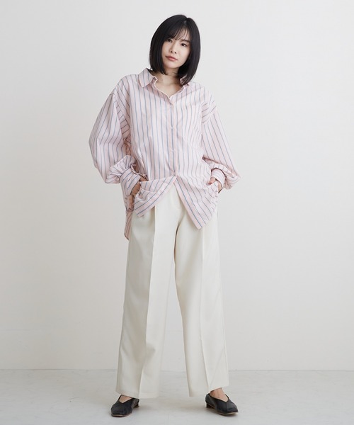 PAPAVER(パパヴェル)の「【PAPAVER】ストライプA柄ワンポケ付きシャツ(シャツ/ブラウス・レディース・サックスブルー/ピンク/イエロー・MEDIUM)」の18枚目の写真