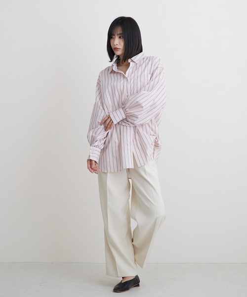 PAPAVER(パパヴェル)の「【PAPAVER】ストライプA柄ワンポケ付きシャツ(シャツ/ブラウス・レディース・サックスブルー/ピンク/イエロー・MEDIUM)」の19枚目の写真