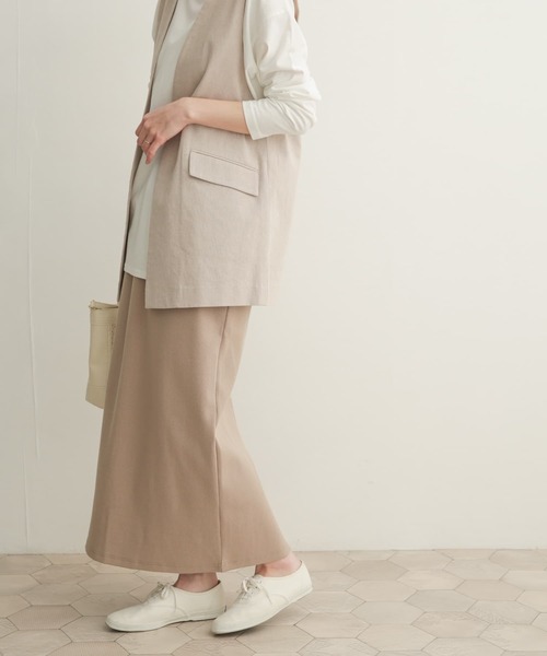 URBAN RESEARCH DOORS（アーバンリサーチドアーズ）の「リブカットストレートスカート（スカート・レディース・ブラック/ライトベージュ・1）」の5枚目の写真