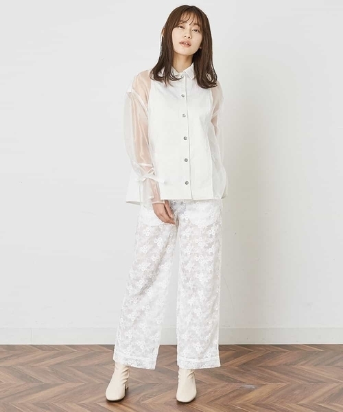 A de a.v.v（アードアー・ヴェ・ヴェ）の「オーガンジードッキングシャツブラウス（シャツ/ブラウス・レディース・ホワイト/ミント・38/36）」の9枚目の写真