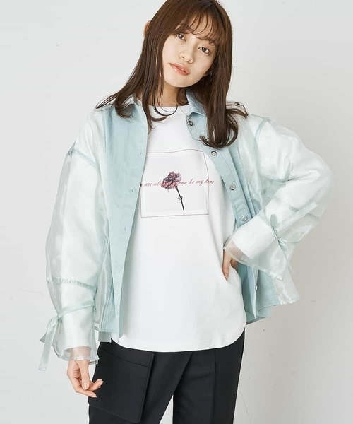 A de a.v.v（アードアー・ヴェ・ヴェ）の「オーガンジードッキングシャツブラウス（シャツ/ブラウス・レディース・ホワイト/ミント・38/36）」の6枚目の写真