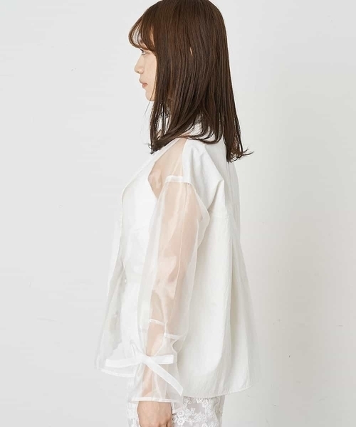 A de a.v.v（アードアー・ヴェ・ヴェ）の「オーガンジードッキングシャツブラウス（シャツ/ブラウス・レディース・ホワイト/ミント・38/36）」の4枚目の写真