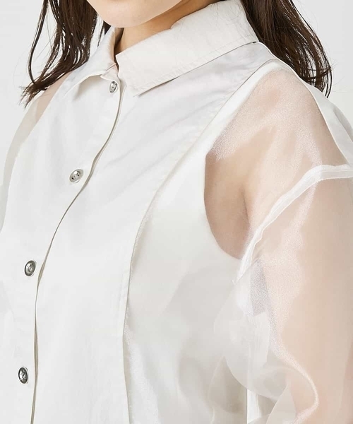 A de a.v.v（アードアー・ヴェ・ヴェ）の「オーガンジードッキングシャツブラウス（シャツ/ブラウス・レディース・ホワイト/ミント・38/36）」の17枚目の写真