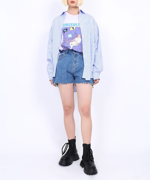 PUNYUS（プニュズ）の「DIGITALIZEビッグTシャツ（Tシャツ/カットソー・レディース・ブラック/ホワイト/イエロー/ライトパープル・3/4）」の6枚目の写真