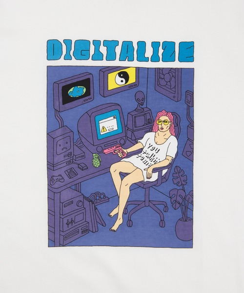 PUNYUS（プニュズ）の「DIGITALIZEビッグTシャツ（Tシャツ/カットソー・レディース・ブラック/ホワイト/イエロー/ライトパープル・3/4）」の9枚目の写真