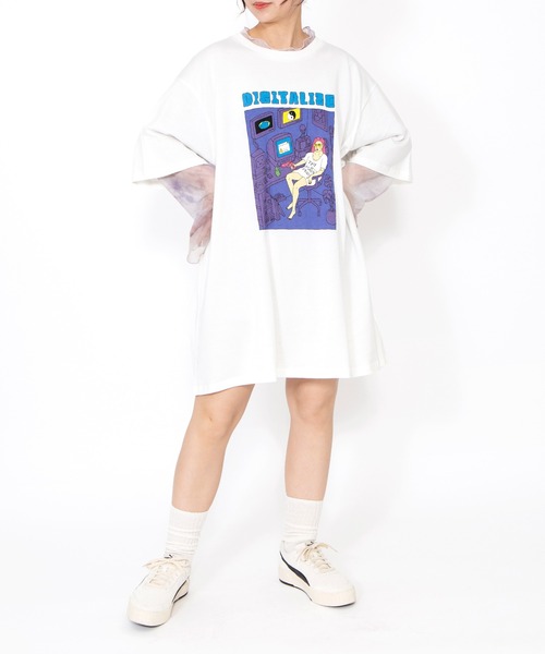 PUNYUS（プニュズ）の「DIGITALIZEビッグTシャツ（Tシャツ/カットソー・レディース・ブラック/ホワイト/イエロー/ライトパープル・3/4）」の22枚目の写真