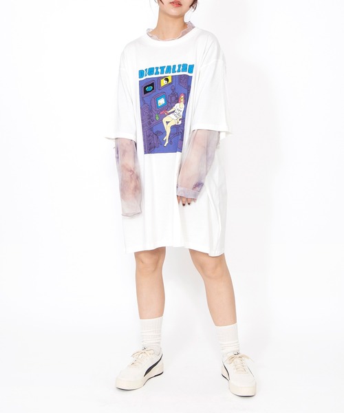 PUNYUS（プニュズ）の「DIGITALIZEビッグTシャツ（Tシャツ/カットソー・レディース・ブラック/ホワイト/イエロー/ライトパープル・3/4）」の21枚目の写真
