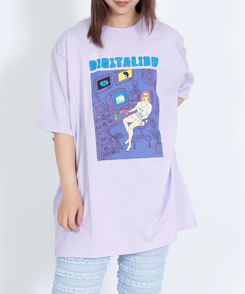 PUNYUS（プニュズ）の「DIGITALIZEビッグTシャツ（Tシャツ/カットソー・レディース・ブラック/ホワイト/イエロー/ライトパープル・3/4）」の19枚目の写真