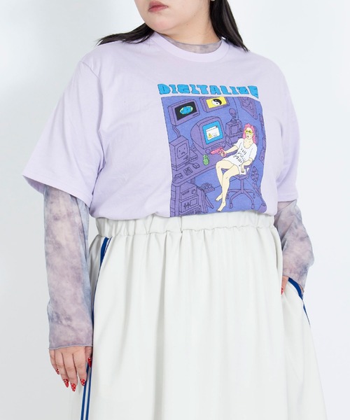 PUNYUS（プニュズ）の「DIGITALIZEビッグTシャツ（Tシャツ/カットソー・レディース・ブラック/ホワイト/イエロー/ライトパープル・3/4）」の15枚目の写真