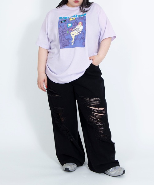 PUNYUS（プニュズ）の「DIGITALIZEビッグTシャツ（Tシャツ/カットソー・レディース・ブラック/ホワイト/イエロー/ライトパープル・3/4）」の12枚目の写真