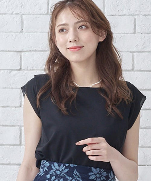 12Twelve Agenda(トゥエルブ アジェンダ)の「シフォンタックスリーブカットソープルオーバー(Tシャツ/カットソー・レディース・ブラック/ミント/ホワイト/ボルドー/ベージュ・M)」の3枚目の写真