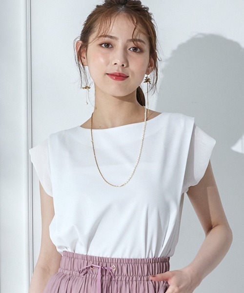 12Twelve Agenda(トゥエルブ アジェンダ)の「シフォンタックスリーブカットソープルオーバー(Tシャツ/カットソー・レディース・ブラック/ミント/ホワイト/ボルドー/ベージュ・M)」の6枚目の写真