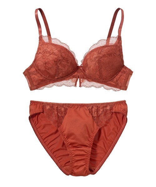 PEACH JOHN(ピーチジョン)の「【ノンワイヤーでも程よい谷間。レースブラ&ショーツ2点セット】スリットレースノンワイヤーブラジャー&ショーツセットりらこれ(ブラ&ショーツ・レディース・ネイビー/グレー/ピンク/ブラウン/グリーン/オレンジ/ライトピンク/ダークブラウン/ブルー/スモークピンク・BC65/BC70/BC75/DE65/DE70/DE75)」の10枚目の写真