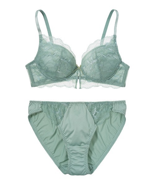 PEACH JOHN(ピーチジョン)の「【ノンワイヤーでも程よい谷間。レースブラ&ショーツ2点セット】スリットレースノンワイヤーブラジャー&ショーツセットりらこれ(ブラ&ショーツ・レディース・ネイビー/グレー/ピンク/ブラウン/グリーン/オレンジ/ライトピンク/ダークブラウン/ブルー/スモークピンク・BC65/BC70/BC75/DE65/DE70/DE75)」の5枚目の写真