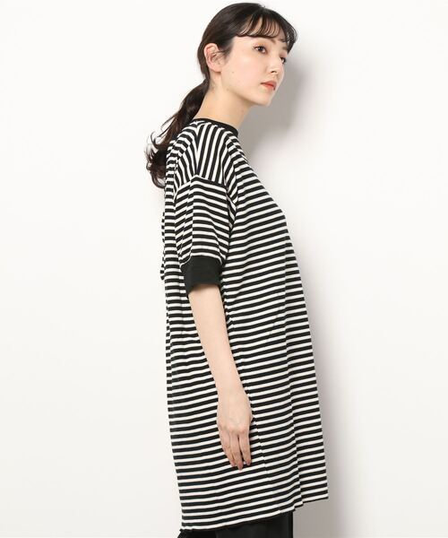 KOBE LETTUCE(コウベレタス)の「サーマルボーダーチュニックワンピース(チュニック・レディース・ブラック/ベージュ/グリーン・FREE)」の4枚目の写真