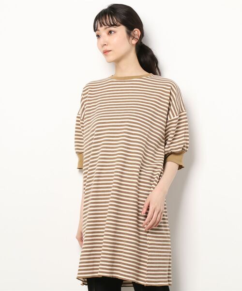 KOBE LETTUCE(コウベレタス)の「サーマルボーダーチュニックワンピース(チュニック・レディース・ブラック/ベージュ/グリーン・FREE)」の9枚目の写真