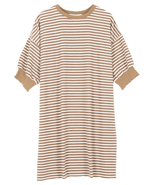 KOBE LETTUCE(コウベレタス)の「サーマルボーダーチュニックワンピース(チュニック・レディース・ブラック/ベージュ/グリーン・FREE)」の10枚目の写真