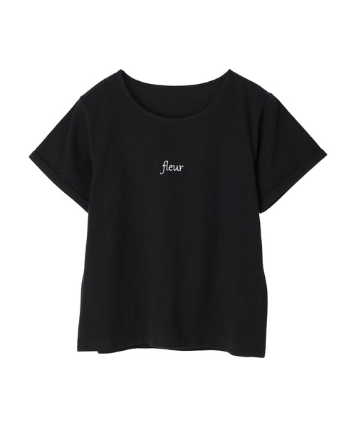 DURAS(デュラス)の「fleurロゴTシャツ(Tシャツ/カットソー・レディース・ブラック/ベージュ/ホワイト・FREE)」の1枚目の写真