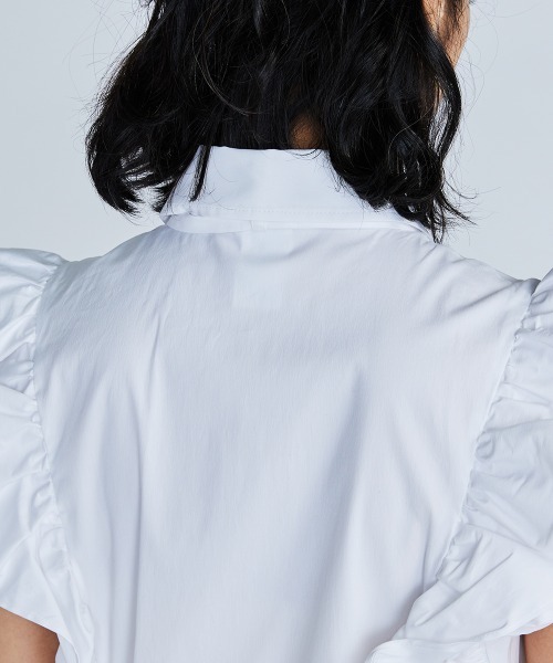 DOUBLE STANDARD CLOTHING（ダブルスタンダードクロージング）の「ボリュームフリルボウタイ付ブラウス（シャツ/ブラウス・レディース・オフホワイト/サックスブルー・38/36）」の3枚目の写真