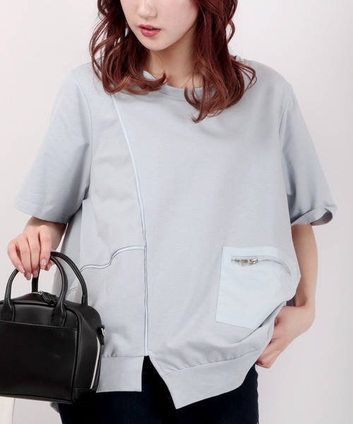 FUNALIVE(ファンアライブ)の「je crois soi 布帛切替デザインカットソー(Tシャツ/カットソー・レディース・ブラック/オフホワイト/サックスブルー・FREE)」の3枚目の写真