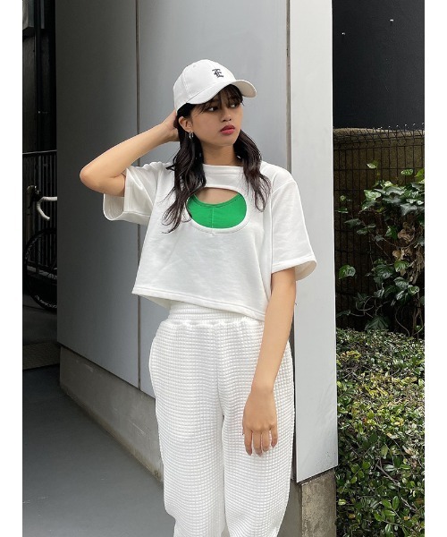 ENVYM(アンビー)の「ホールレイヤーTEE(Tシャツ/カットソー・レディース・ホワイト/ブラック・FREE)」の1枚目の写真