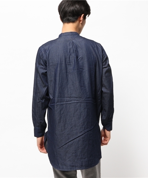 CIAOPANIC（チャオパニック）の「【Ciaopanic】デニムスタンドカラーロングシャツ（シャツ/ブラウス・メンズ・ブルー/インディゴブルー・LARGE/MEDIUM）」の4枚目の写真