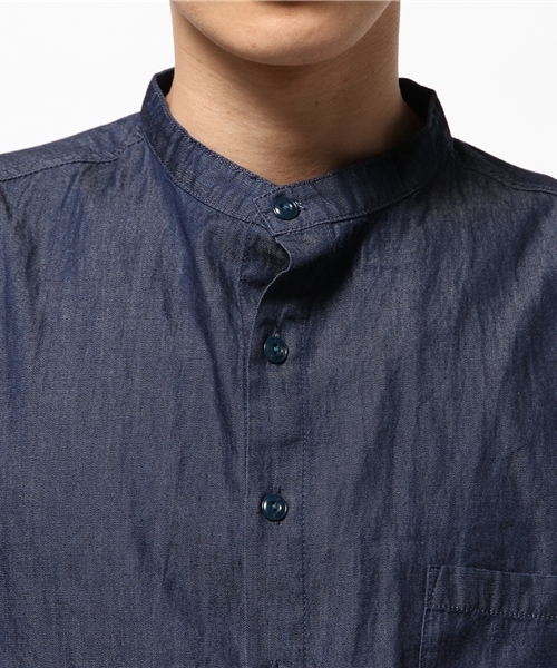 CIAOPANIC（チャオパニック）の「【Ciaopanic】デニムスタンドカラーロングシャツ（シャツ/ブラウス・メンズ・ブルー/インディゴブルー・LARGE/MEDIUM）」の5枚目の写真