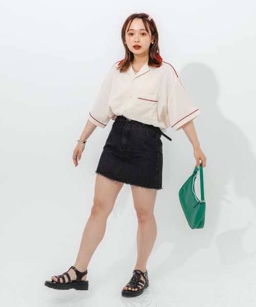 nemne store（ネンネストア）の「クラッシュデニム台形ミニスカート（スカート・レディース・ブラック/オフホワイト/ブルー・SMALL/MEDIUM）」の18枚目の写真